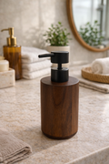 Distributeur de savon en bois foncé