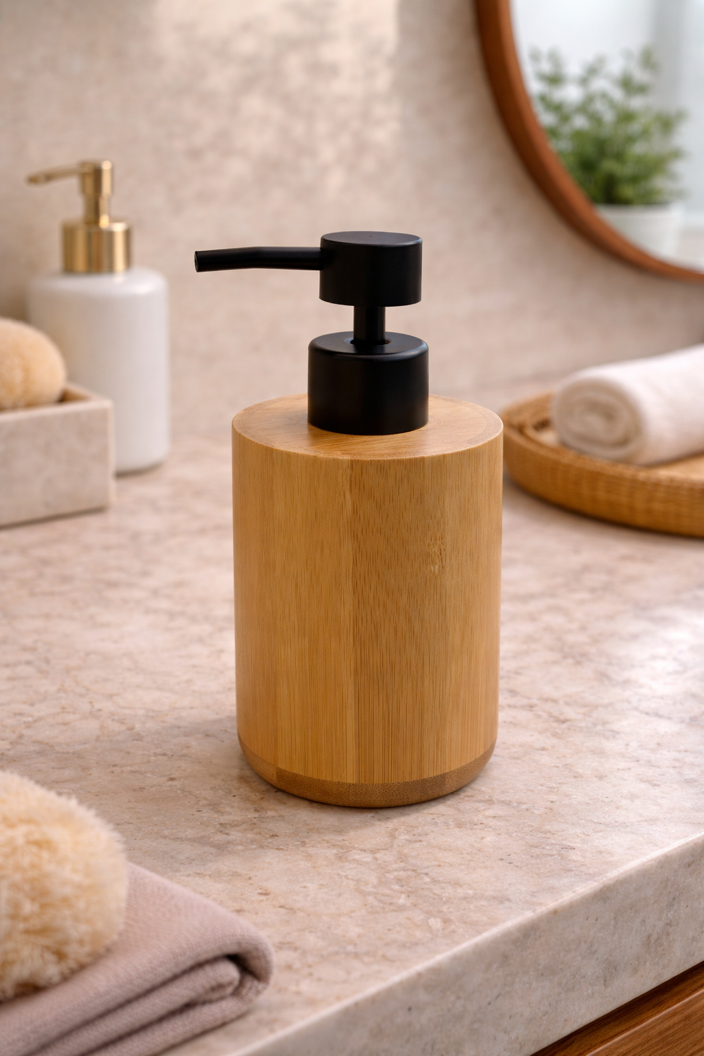 Distributeur savon bois clair