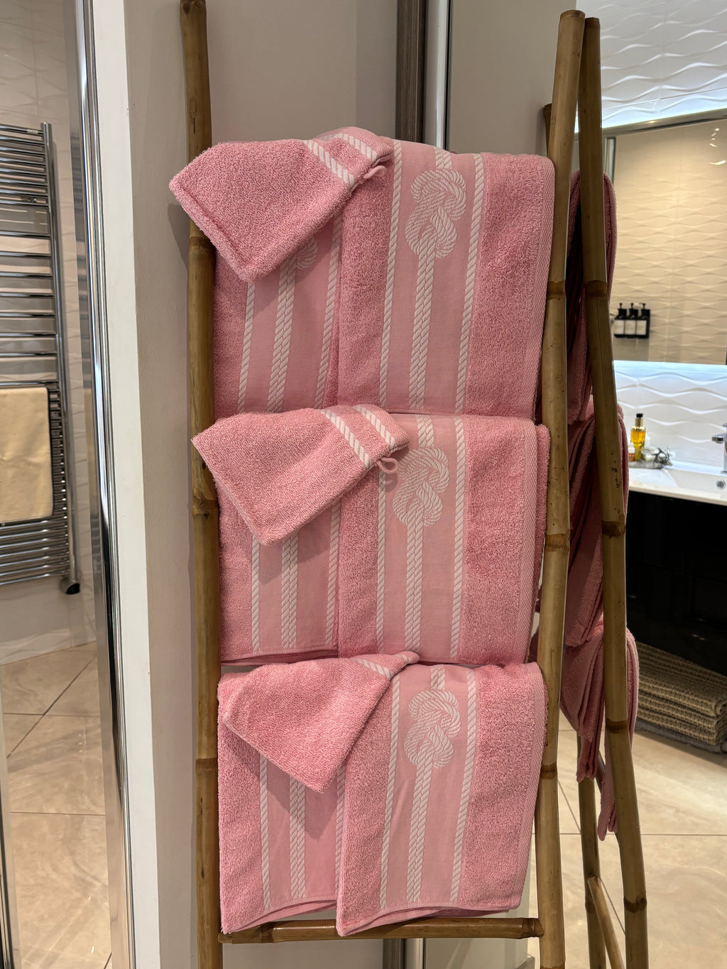 Ensemble complet de 26 pièces Rose - 6 serviettes de toilette + 20 gants Corde Marinier