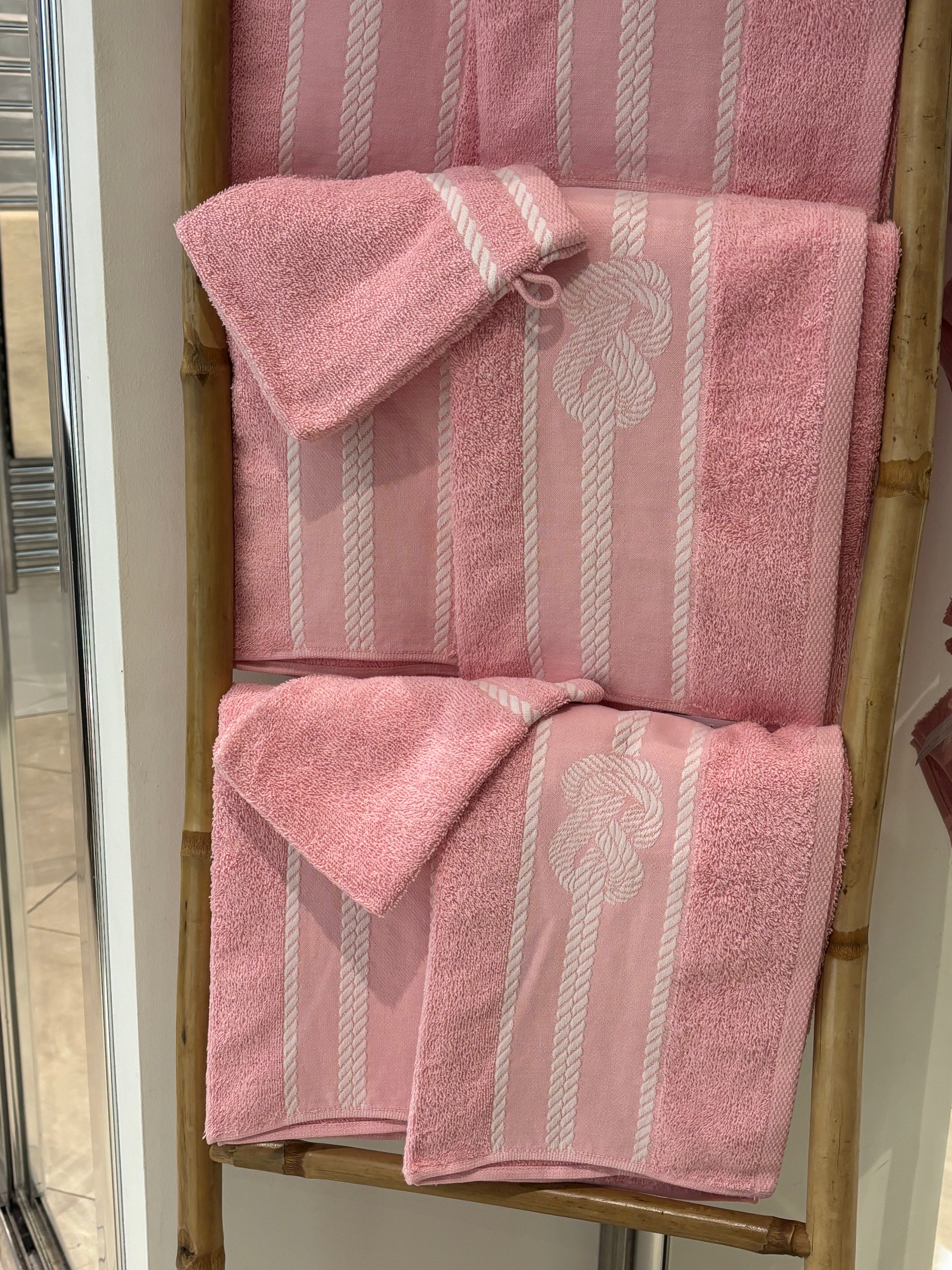 Ensemble complet de 26 pièces Rose - 6 serviettes de toilette + 20 gants Corde Marinier