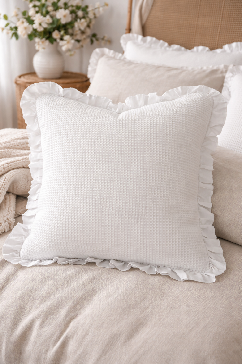 2 Taies d’Oreiller nid d’abeilles volants 65x65cm