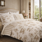 LOT 5 PARURES - Housse de couette Versailles Beige - 200x200- 100% coton