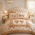 Housse de couette Noeud Beige - 200x200- 100% coton
