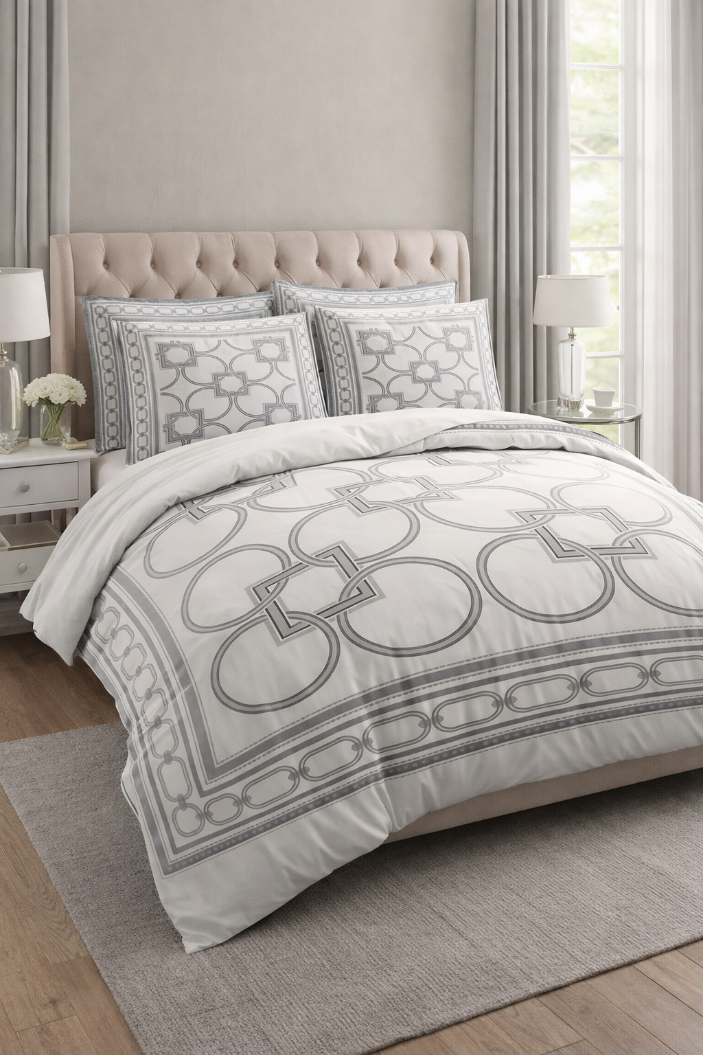 Housse de couette Ortega Gris - 140x200 - 100% coton