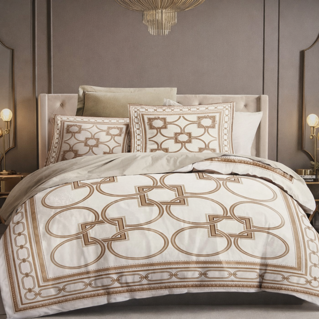 Housse de couette Ortega Beige - 140x200 - 100% coton