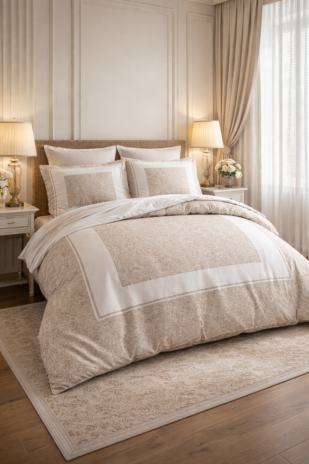 Housse de couette Dentelle Beige - 240x260cm - 100% coton