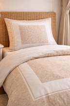 Housse de couette Dentelle Beige - 140x200cm - 100% coton