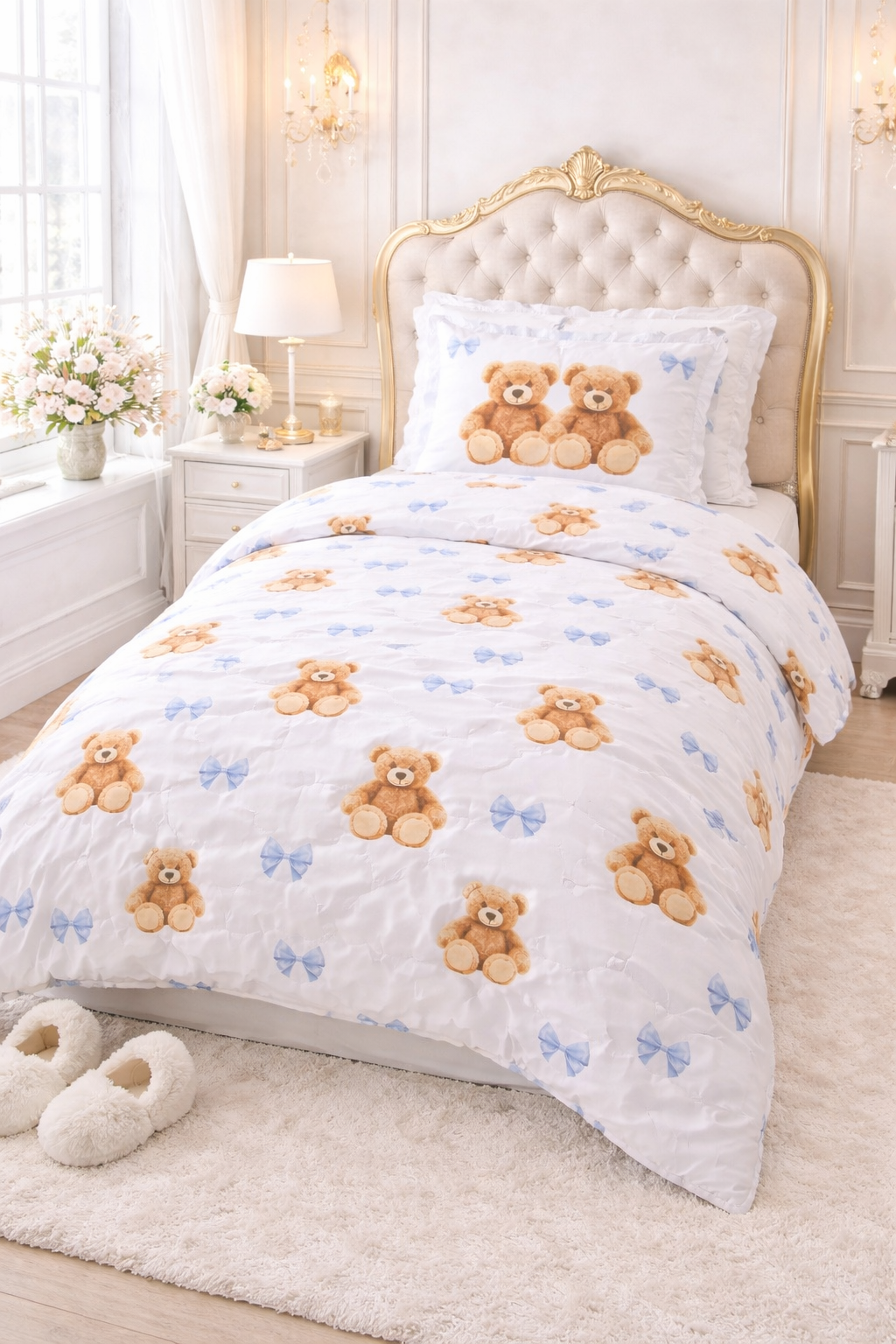 Housse de couette Oursons Bleu - 140x200cm - 100% coton