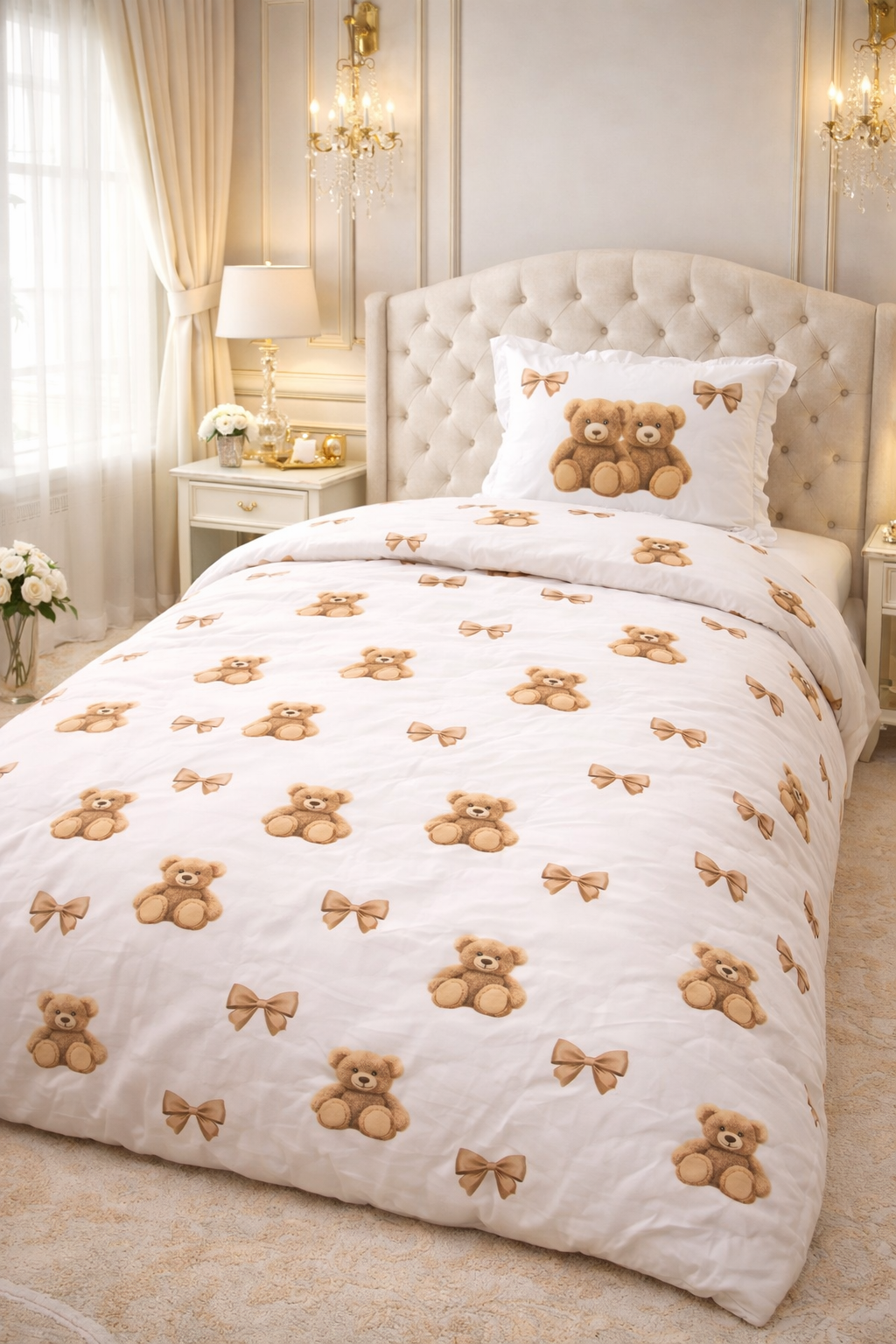 Housse de couette Oursons Marron - 140x200cm - 100% coton