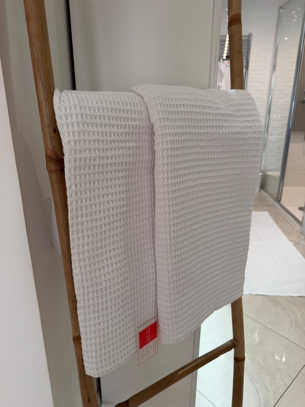 2 MAXI draps de bain 80x160cm en GROS nid d’abeilles Blanc