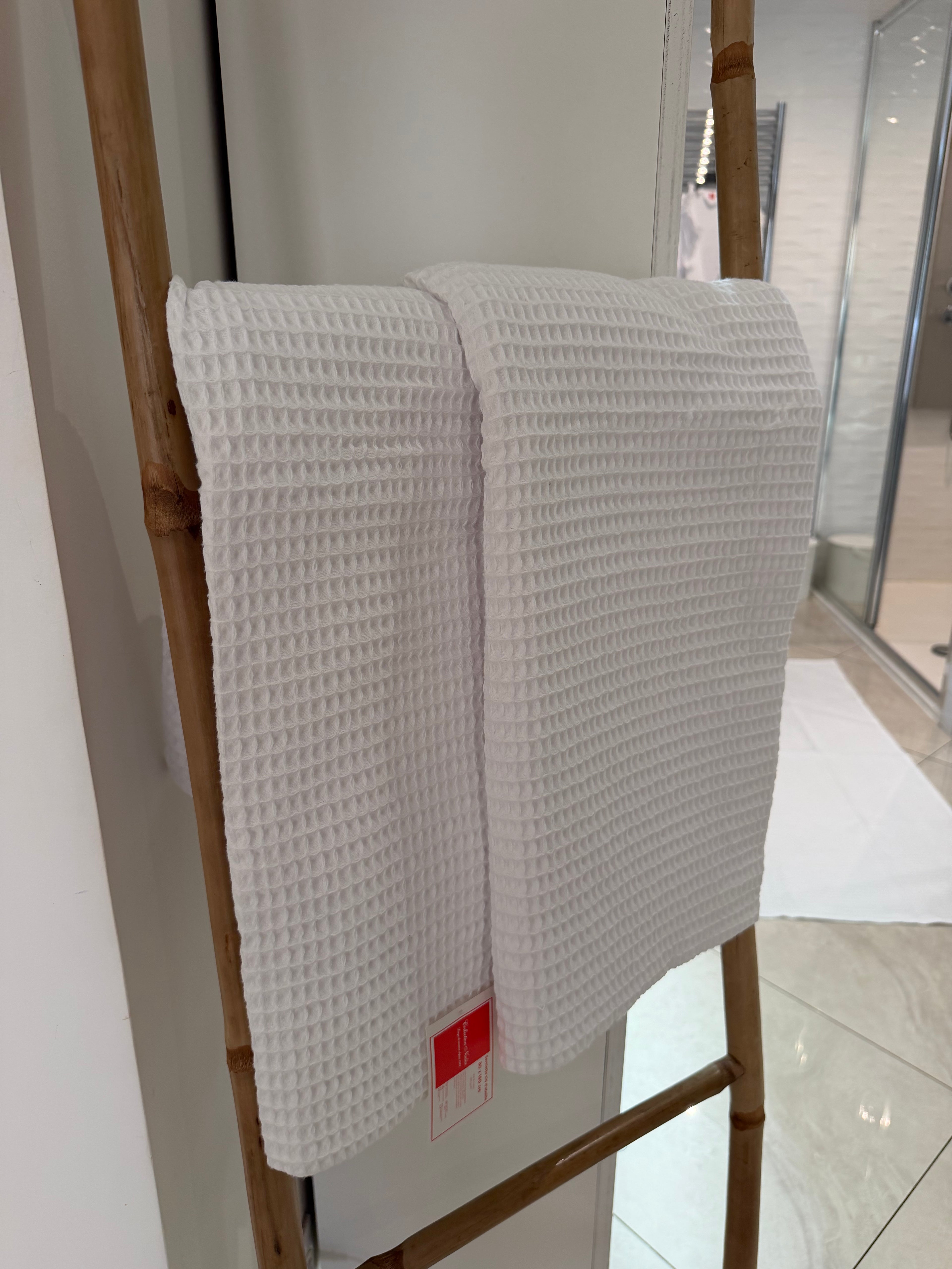 2 MAXI draps de bain 80x160cm en GROS nid d’abeilles Blanc