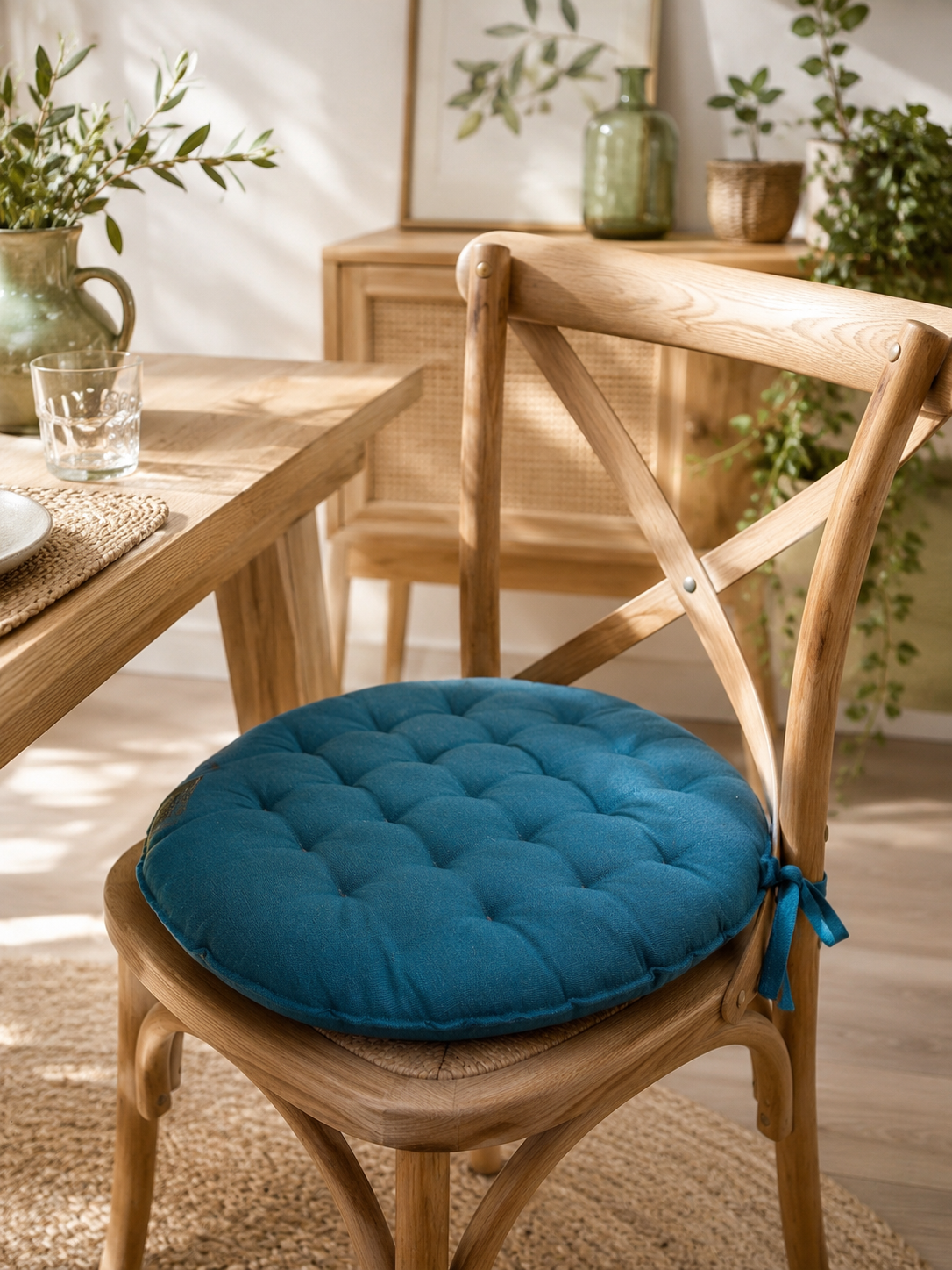 Galette de chaise 40cm Bleu Paon