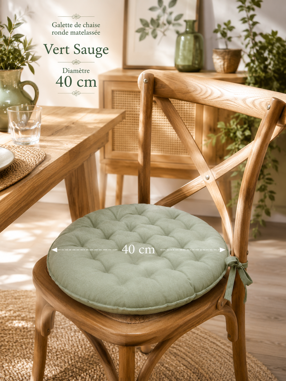 Galette de chaise 40cm vert