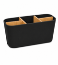 Porte-brosse à dents 5 bacs - Noir  - Organisation de coiffeuse et comptoir - Blanc / Bambou