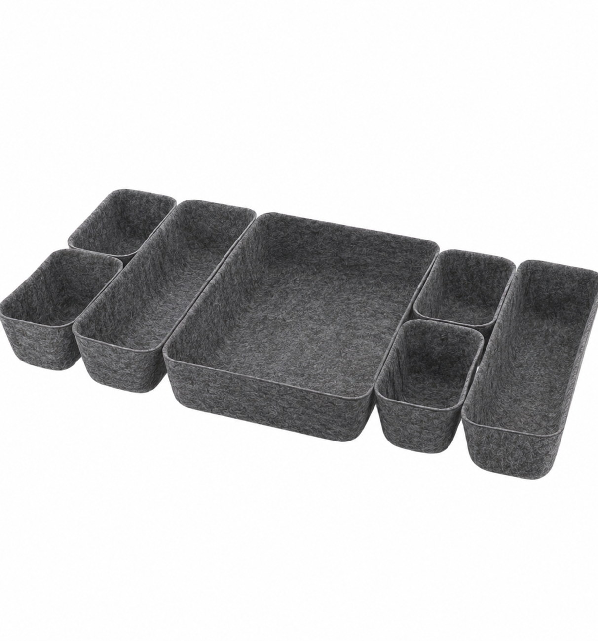 Organisateur de tiroir Gris - 7 paniers - Polyester
