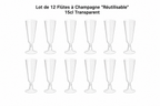 Lot de 12 Flûtes à Champagne "Réutilisable" 15cl Transparent