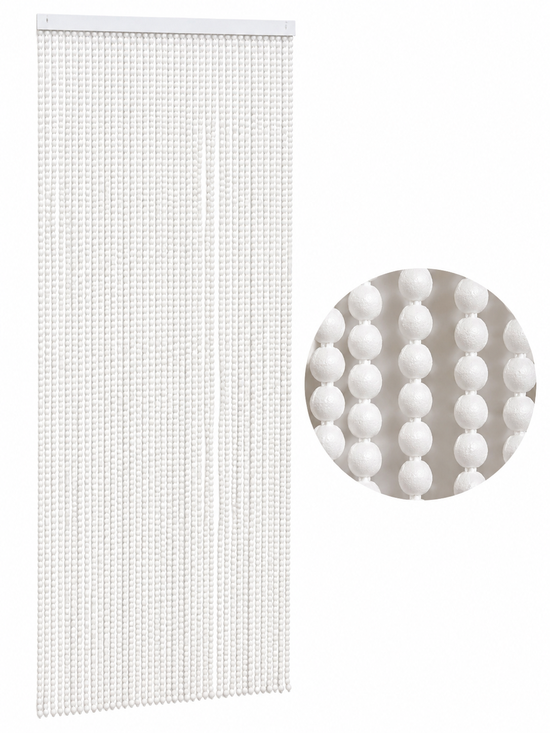 Rideau de Porte Polyester - Boules Blanc - 90x200cm