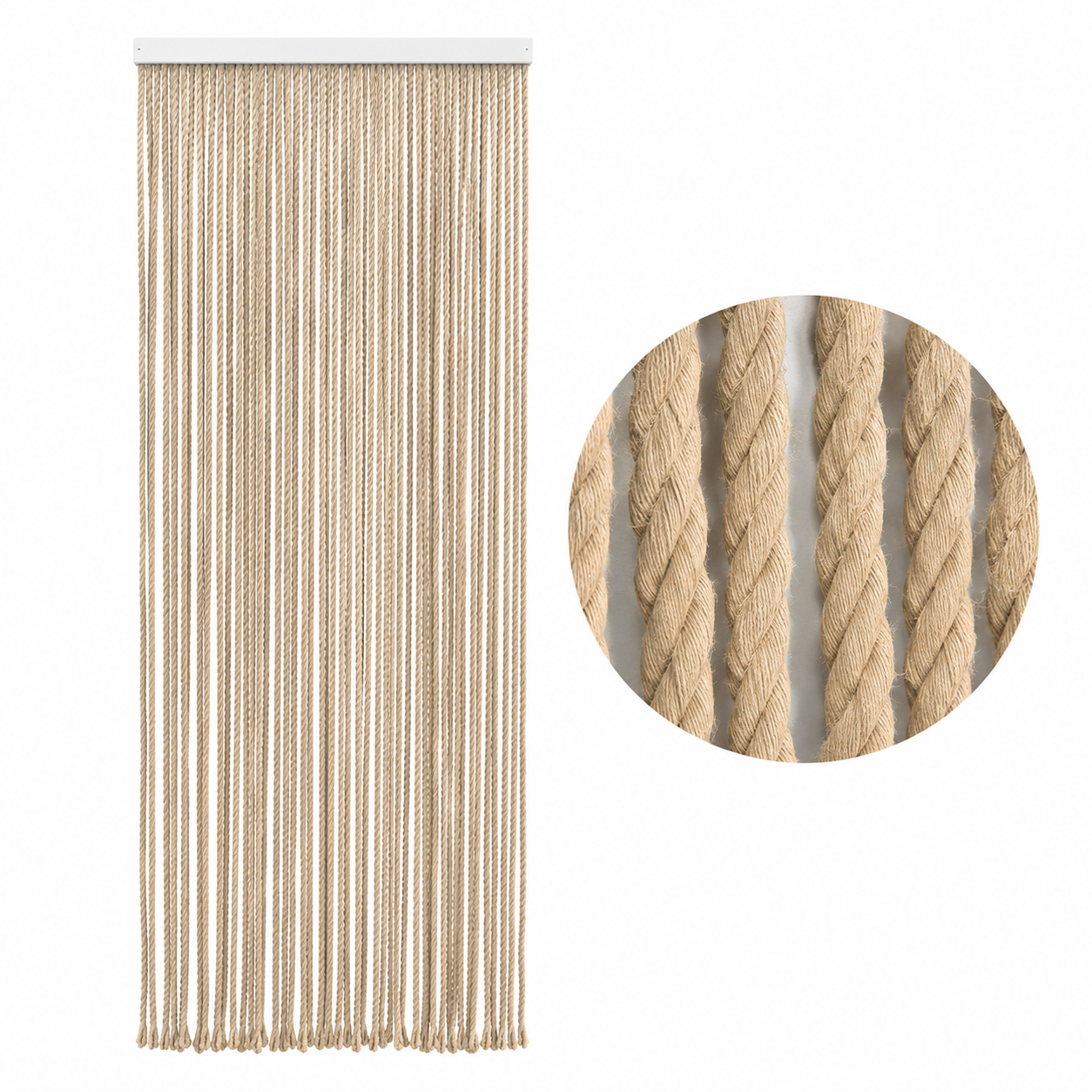 Rideau de Porte Coton-Polyester - Cordes Beige - 90x200cm