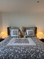 Housse de couette 200x200 motif graphique marron 100% Coton