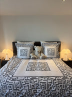 Housse de couette 200x200 motif graphique gris 100% Coton