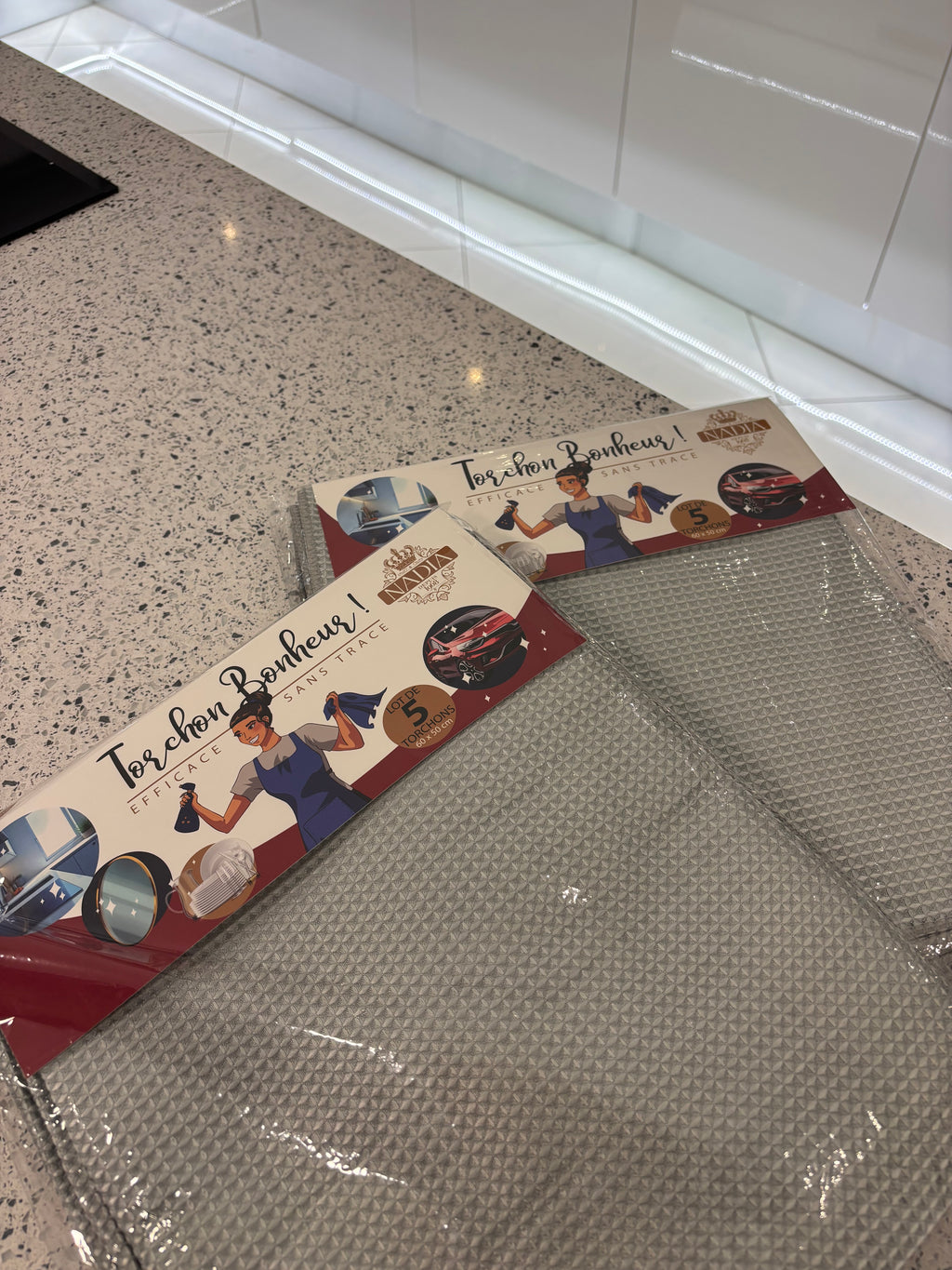 10 torchons Bonheur Gris polyvalents de 60x50 cm