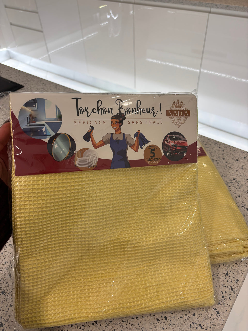 10 torchons Bonheur Jaune polyvalents de 60x50 cm