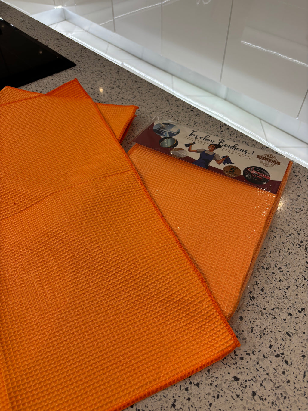 10 torchons Bonheur Orange polyvalents de 60x50 cm