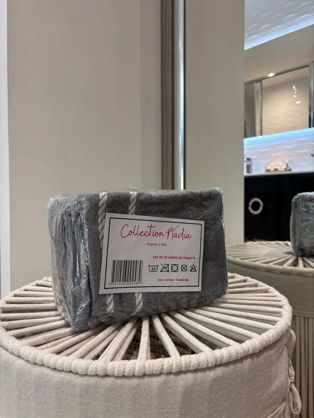 Ensemble complet Gris de 26 pièces - 6 serviettes de toilette + 20 gants - coton 100%