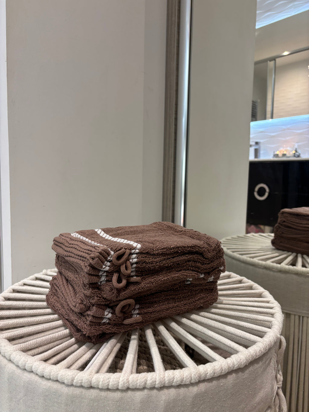 Ensemble complet de 26 pièces Marron - 6 serviettes de toilette + 20 gants - 100% Coton