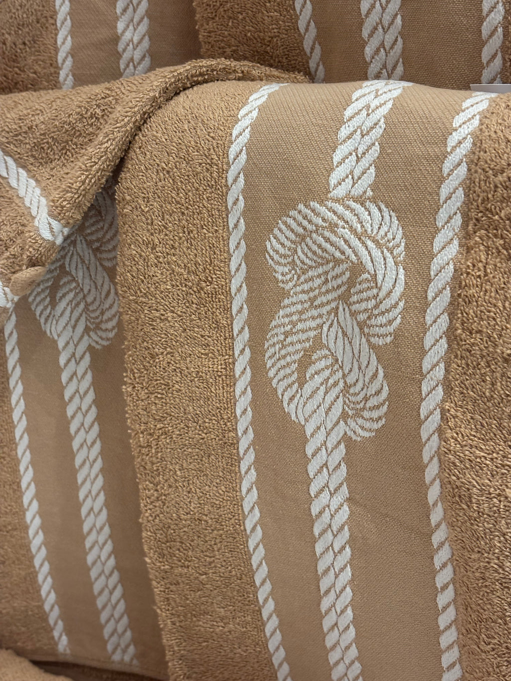 Ensemble complet de 26 pièces Beige - 6 serviettes de toilette + 20 gants Corde Marinier Marron