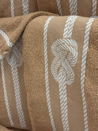 Ensemble complet de 26 pièces Beige - 6 serviettes de toilette + 20 gants Corde Marinier Marron