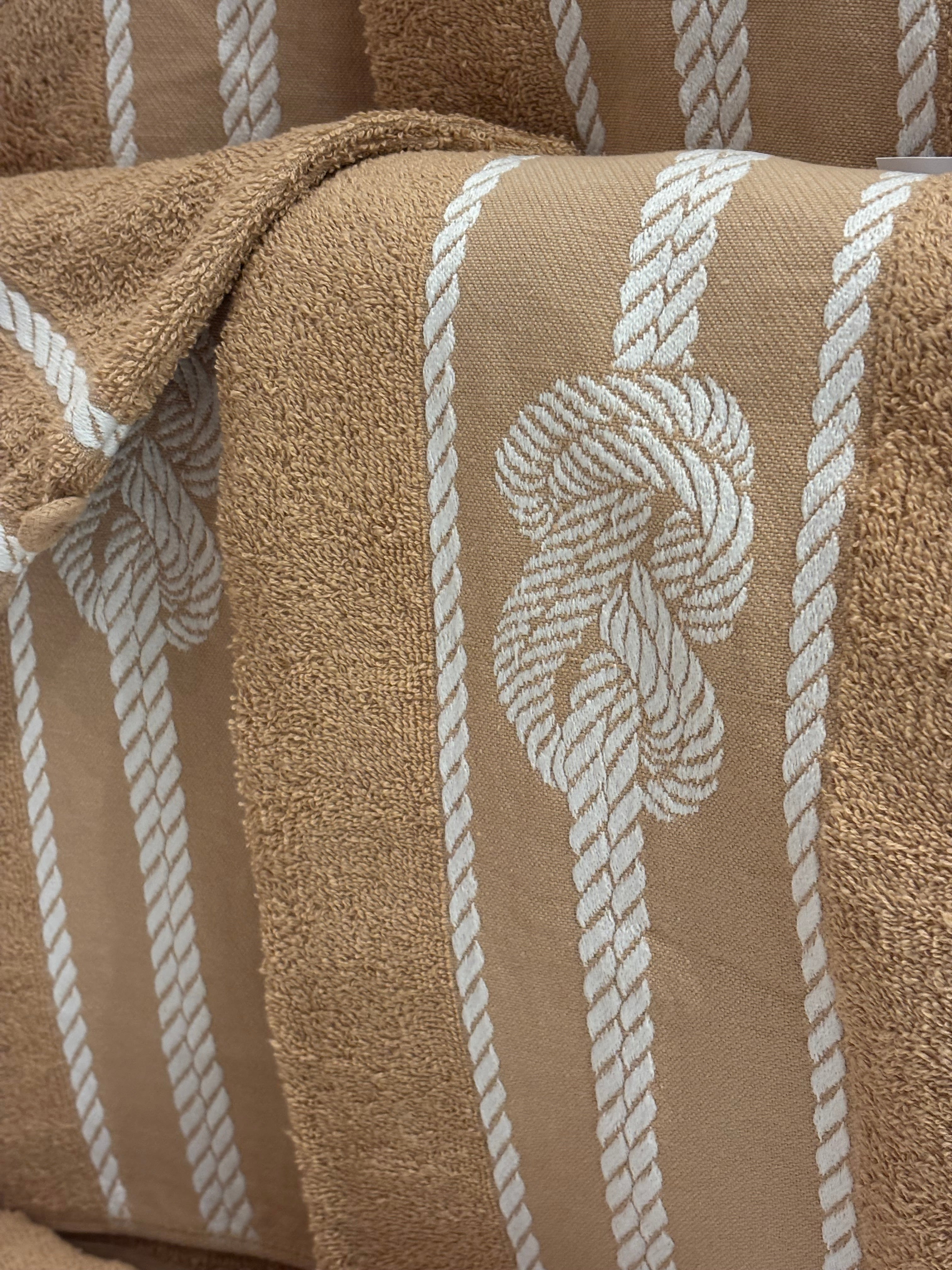 Ensemble complet de 26 pièces Beige - 6 serviettes de toilette + 20 gants Corde Marinier Marron