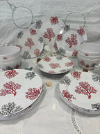 Service de Vaisselle Corail 24 Pièces en Mélamine