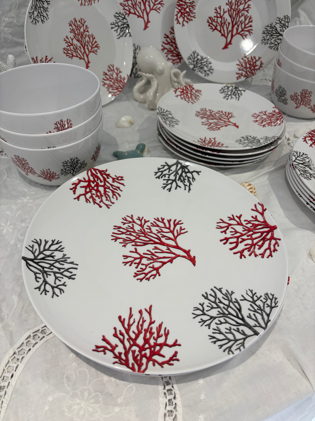 Service de Vaisselle Corail 24 Pièces en Mélamine