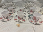 Service à Café Corail 12 Pièces en Mélamine – 6 Tasses & 6 Soucoupes