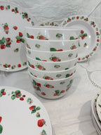 Service de Vaisselle Fraise 24 Pièces en Mélamine