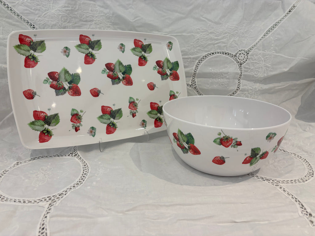 Ensemble Fraise Plateau & Saladier en Mélamine