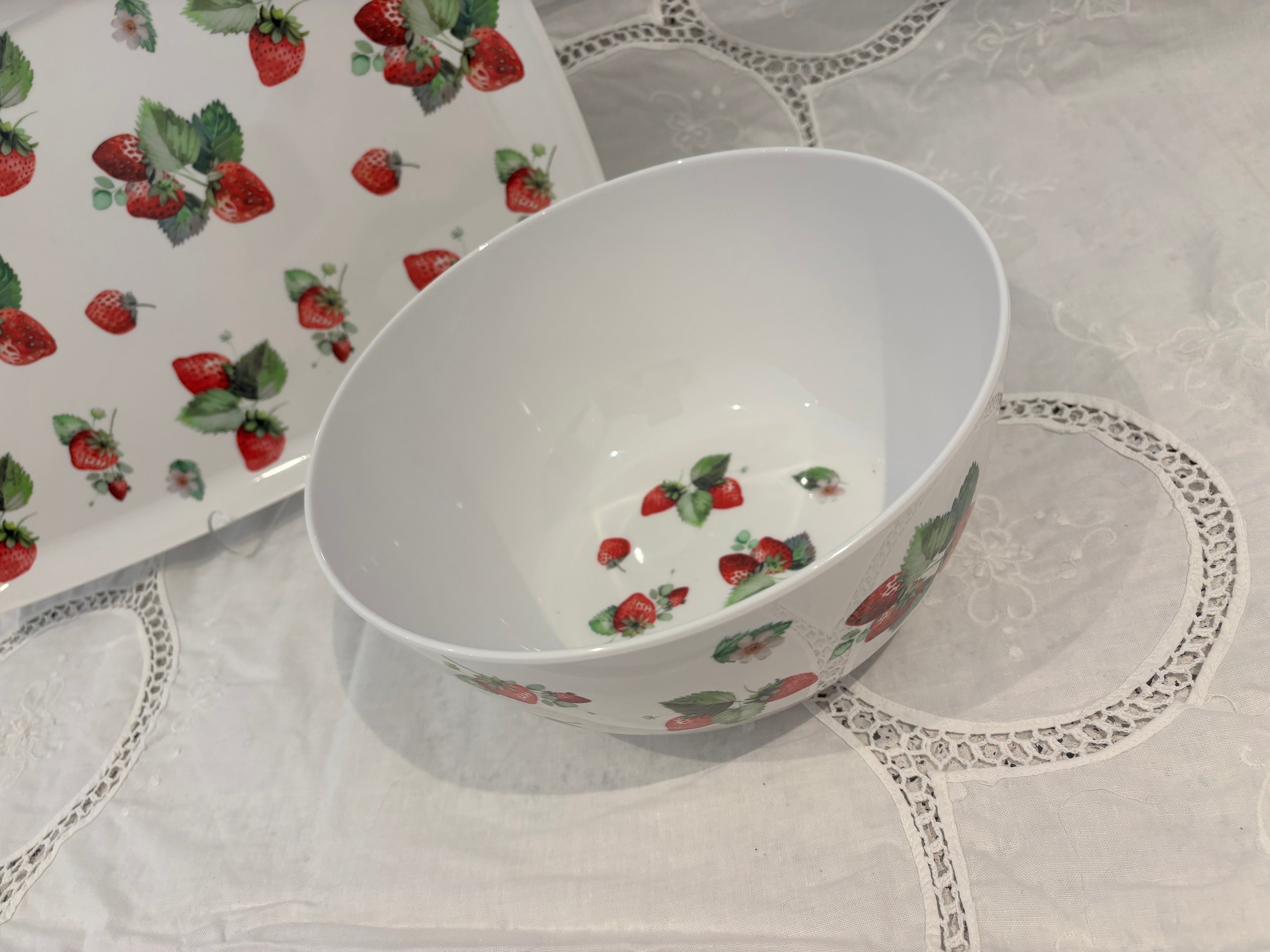 Ensemble Fraise Plateau & Saladier en Mélamine