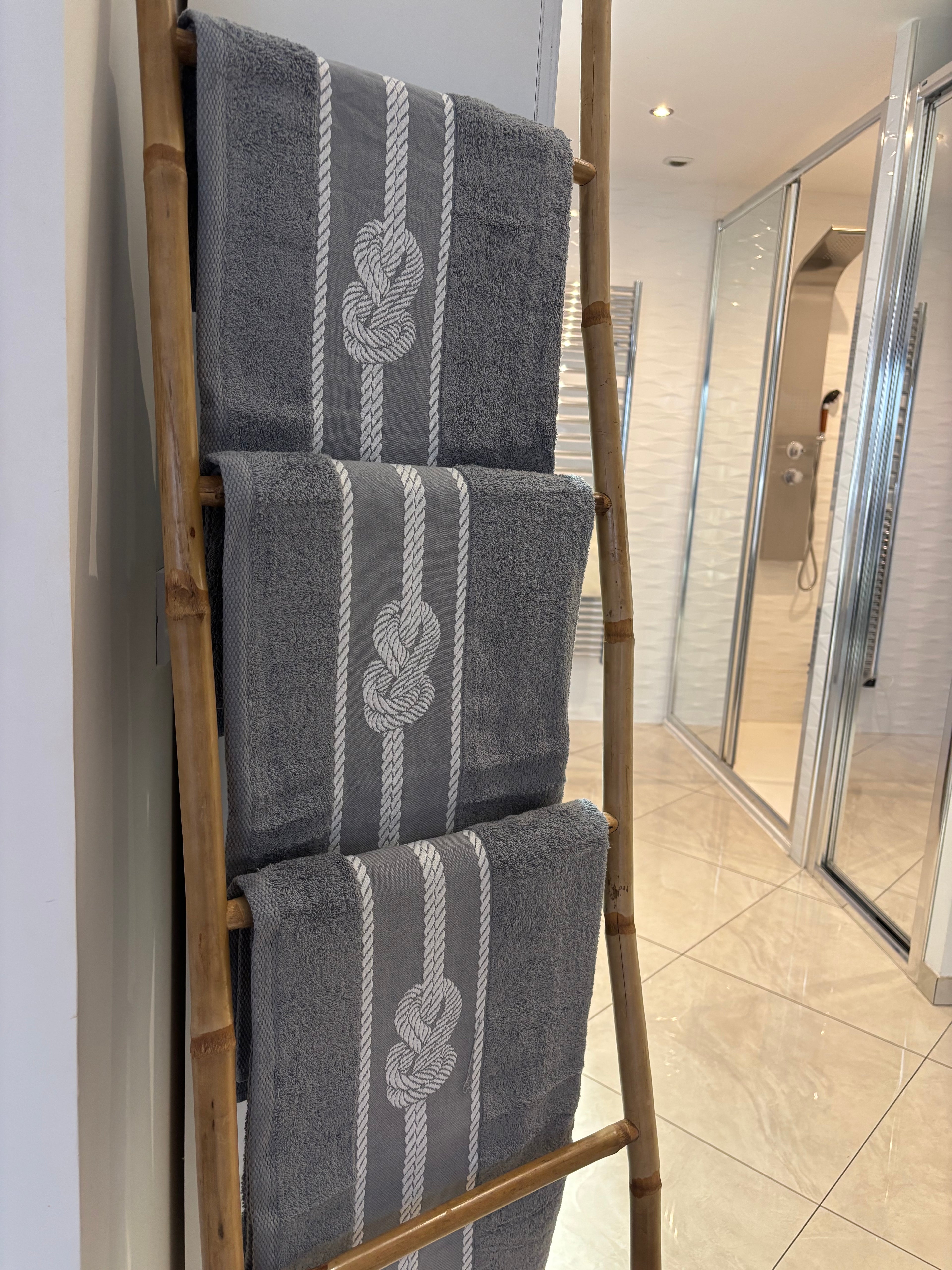 3 Draps de bain 70x140 - Corde Gris - 1OO% Coton