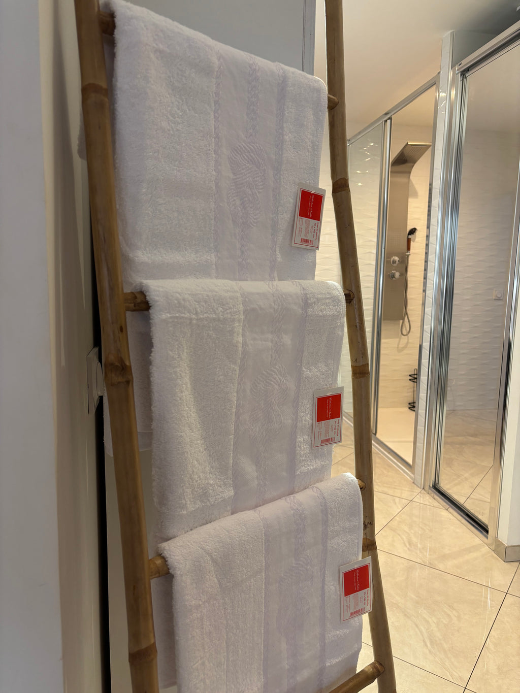 3 Draps de bain 70x140 - Corde Blanc - 100% Coton