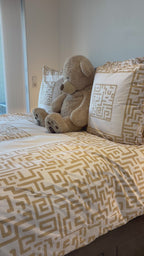 Housse de couette 200x200 motif graphique beige 100% Coton