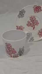 Service à Café Corail 12 Pièces en Mélamine – 6 Tasses & 6 Soucoupes
