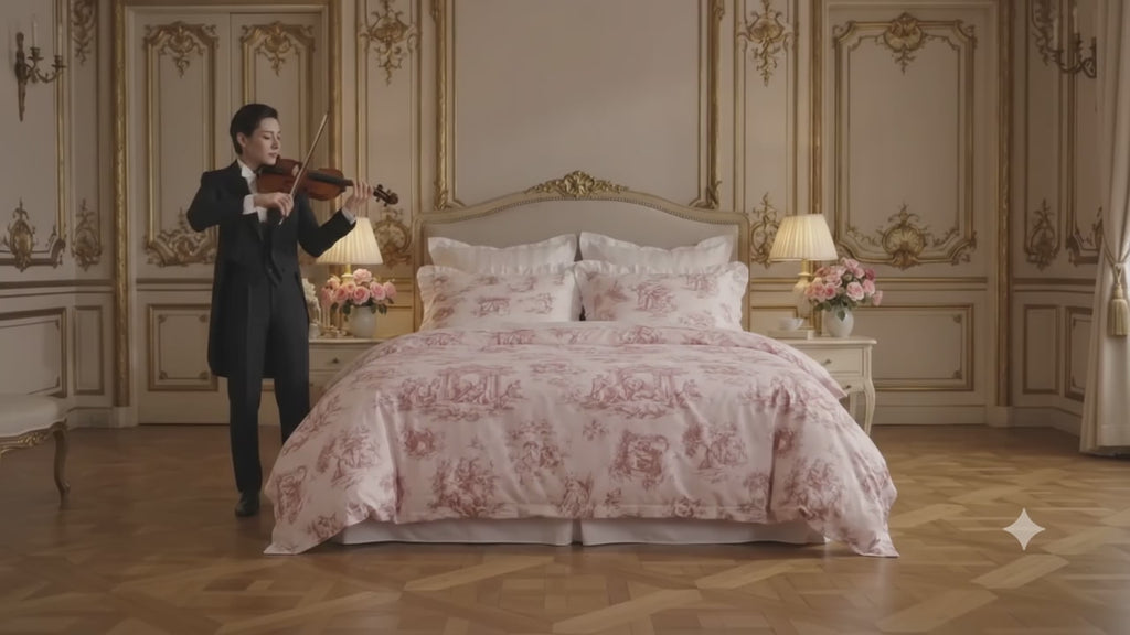 Housse de couette Versailles Rose - 220x240 - 100% coton