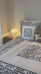 Housse de couette 200x200 motif graphique gris 100% Coton