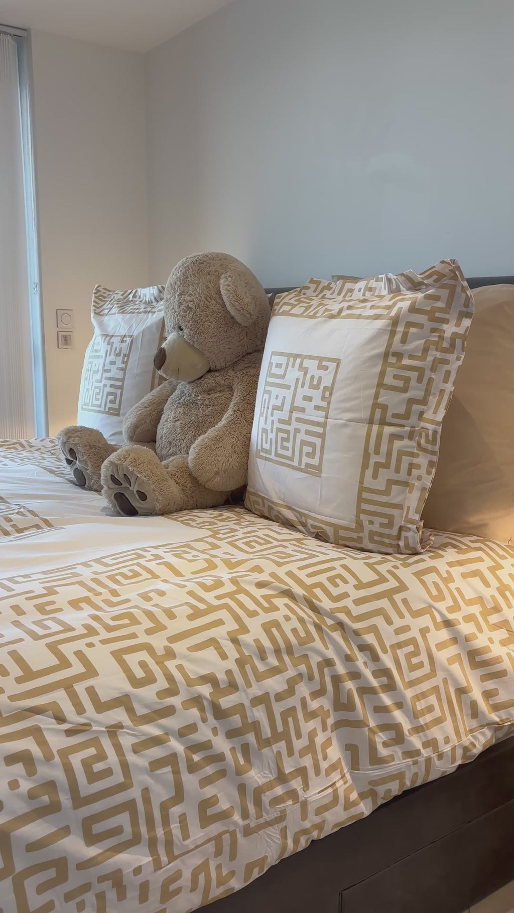 Housse de couette graphique Beige 220x240 - 100% Coton