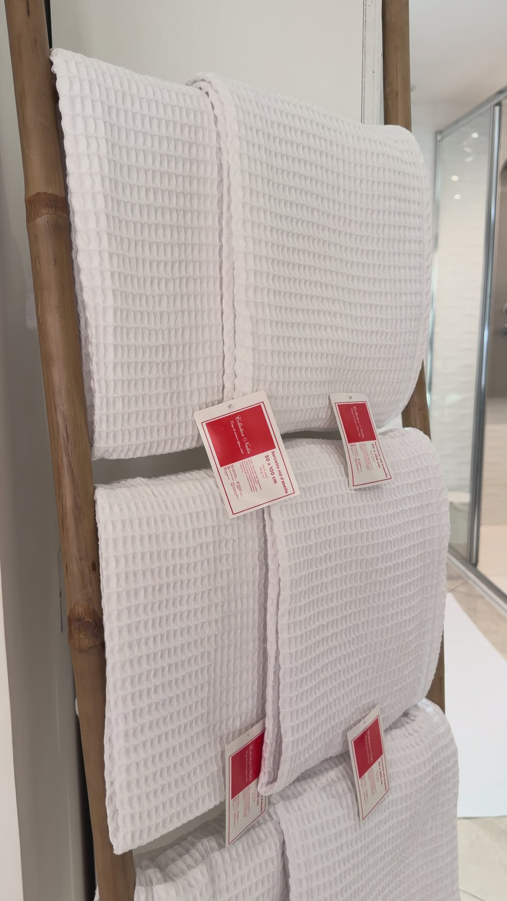 6 serviettes 50x100cm en GROS nid d’abeilles Blanc
