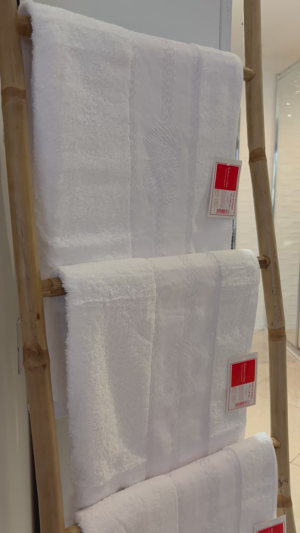 3 Draps de bain 70x140 - Corde Blanc - 100% Coton