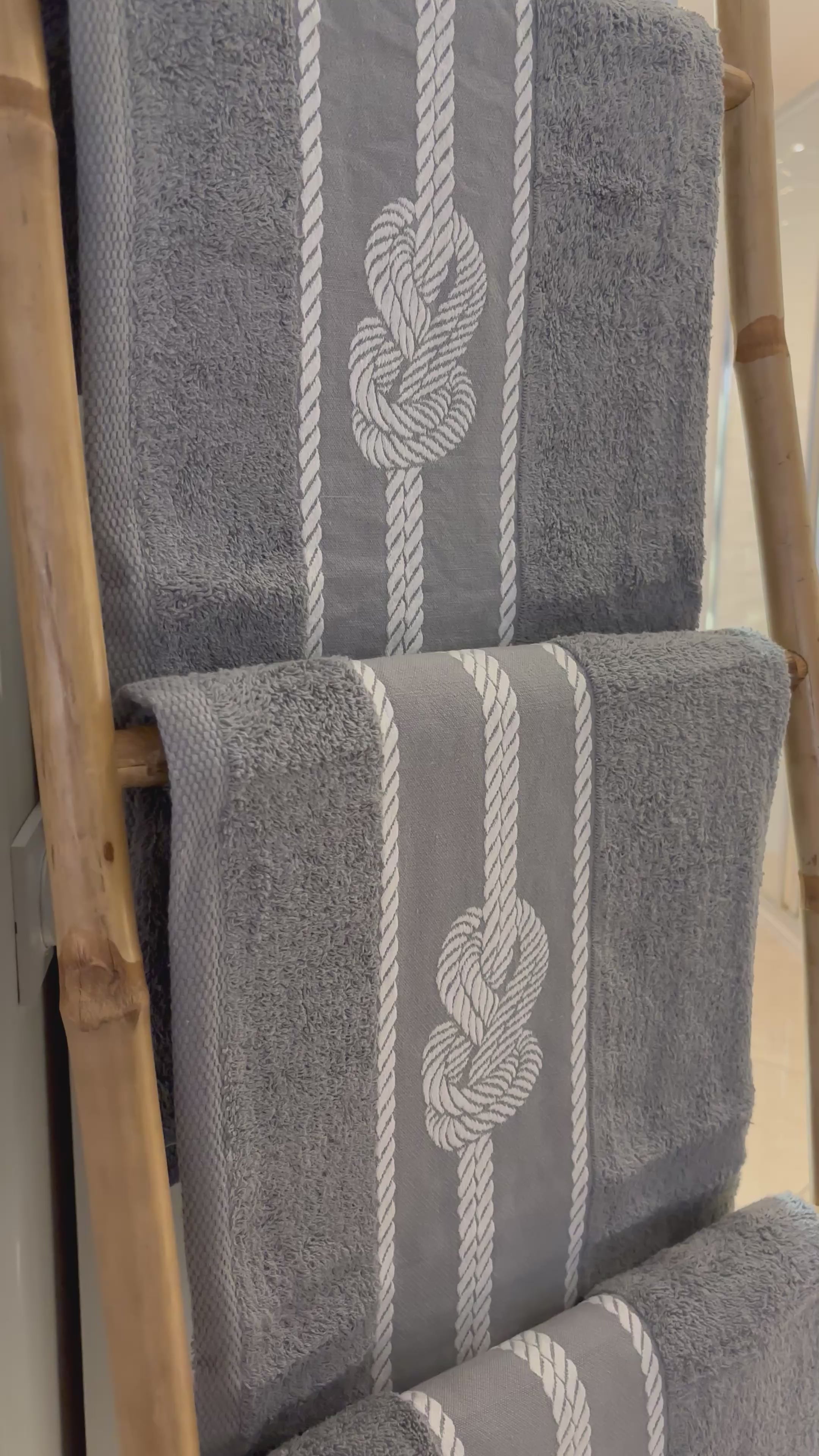 3 Draps de bain 70x140 - Corde Gris - 1OO% Coton