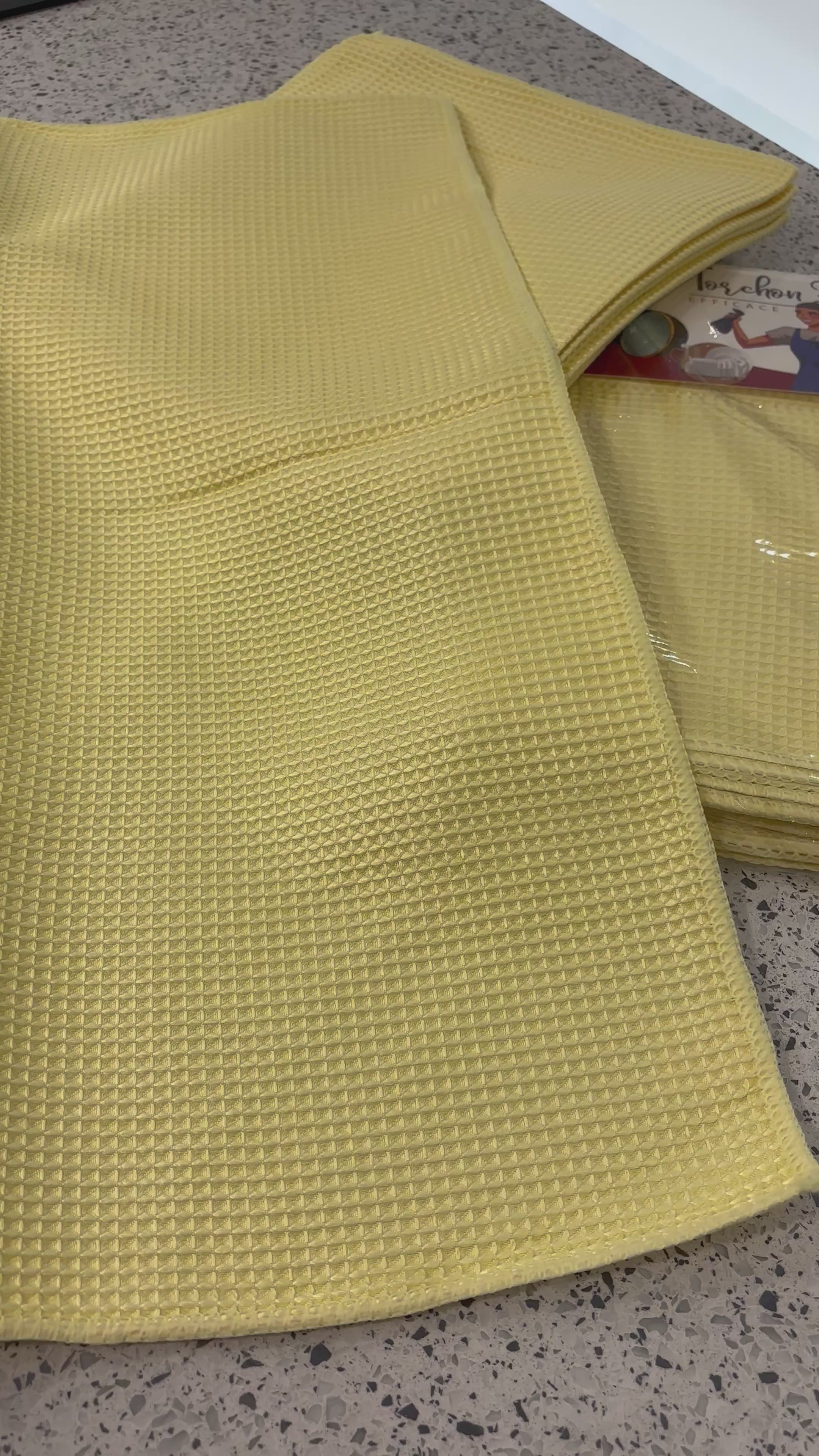 10 torchons Bonheur Jaune polyvalents de 60x50 cm