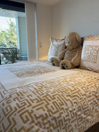 Housse de couette graphique Beige 220x240 - 100% Coton